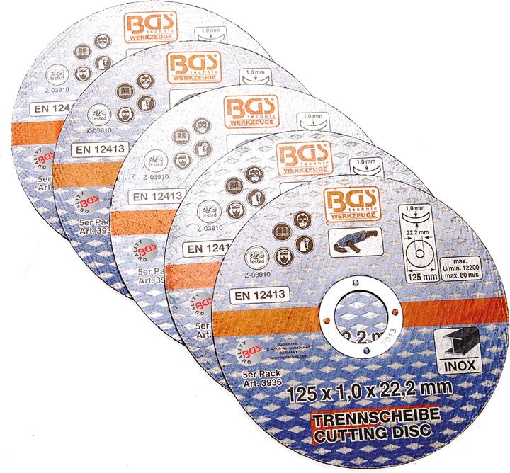 Actual product image BGS Cutting Discs for Stainless Steel Ø 125 x 1.0 x 22.2 mm 5 pcs.