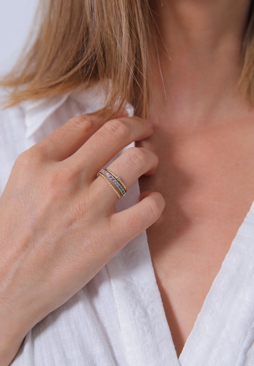 Actual product image Elli Crystal Ring, Multi-Color, Ring Set (62, 925 Silver)