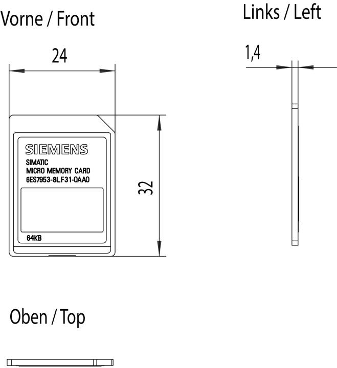 Actual product image Siemens M-Memory Card S7/300 64-KB 6ES7953-8LF31-0A 6ES79538LF310AA0 (microSD)