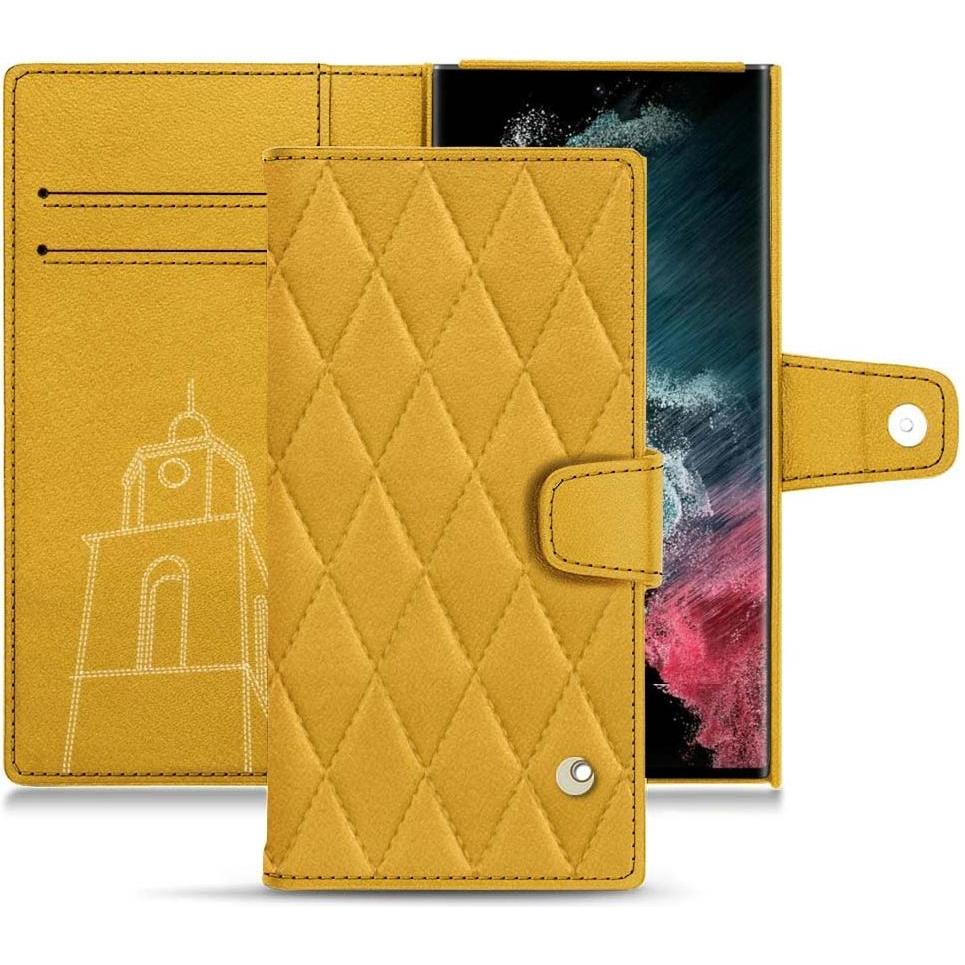 Noreve Lederschutzhülle Wallet (Samsung Galaxy S22 Ultra), Smartphone Hülle, Orange