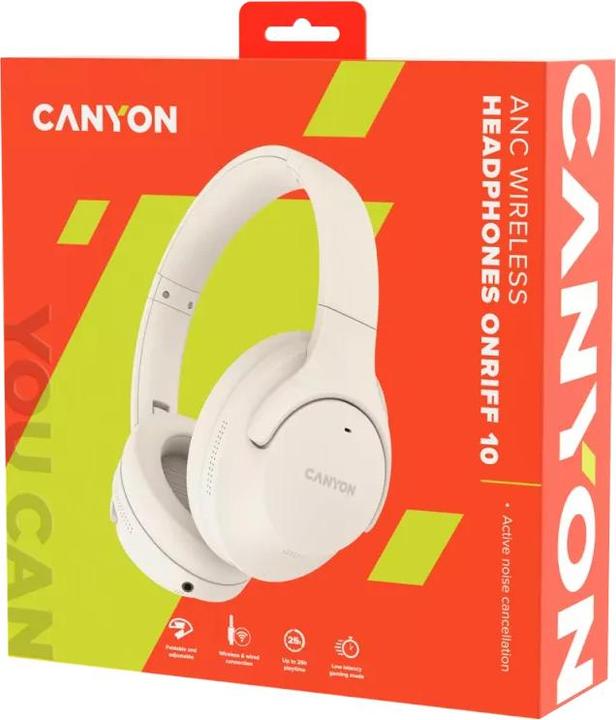 Image du produit Canyon OnRiff 10, casque Bluetooth,avec microphone,avec fonction d'annulation active du bruit (ANC, 25 h, Filaire, Sans fil)