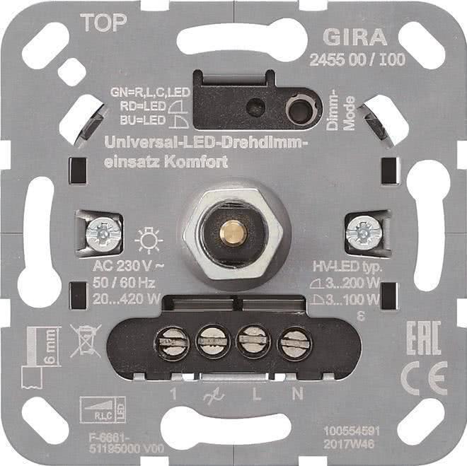 Produktbild Gira Universal LED Drehdimmer 245500 Einsatz Komfort