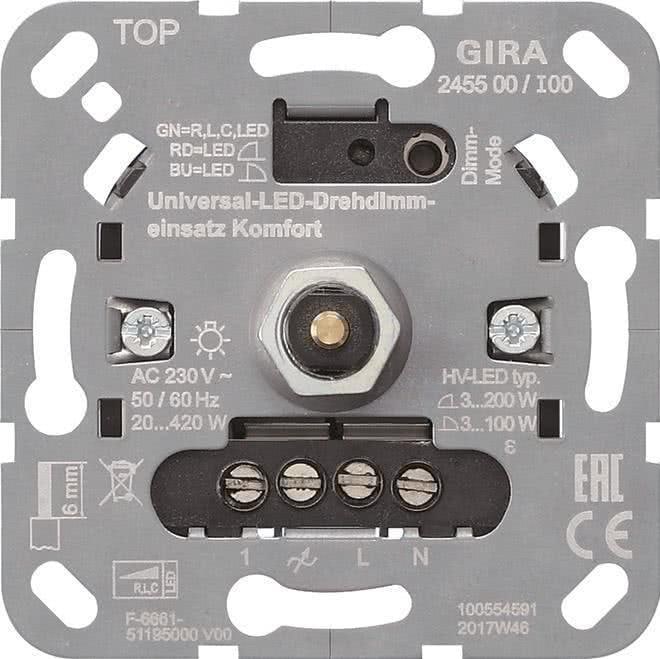 Actual product image Gira Universal LED rotary dimmer 245500 insert comfort
