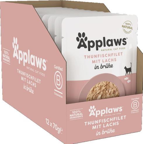 Applaws Filet de thon et saumon en bouillon (Adulte, 12 pcs, 840 g)