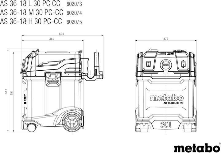 Actual product image Metabo AS 36-18 M 30 PC-CC (Wet dry vacuum cleaner)