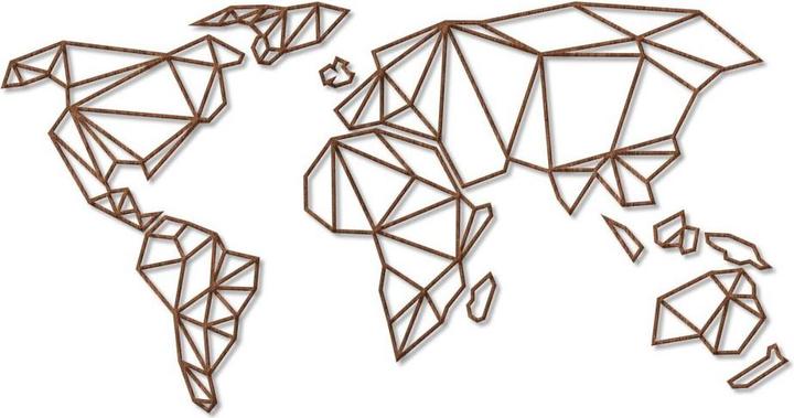 Produktbild Trenddeko 3D Weltkarte Origami aus - Mahagoni