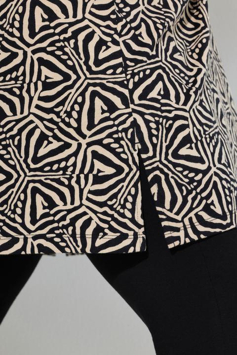 Actual product image Ulla Popken Geometric Print Empire Knit A-Line Tunic (58)