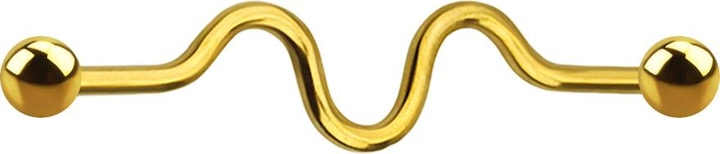Image du produit Star Piercing Barbell doré zig zag avec deux boules (sans laiton, Acier chirurgical 316L)