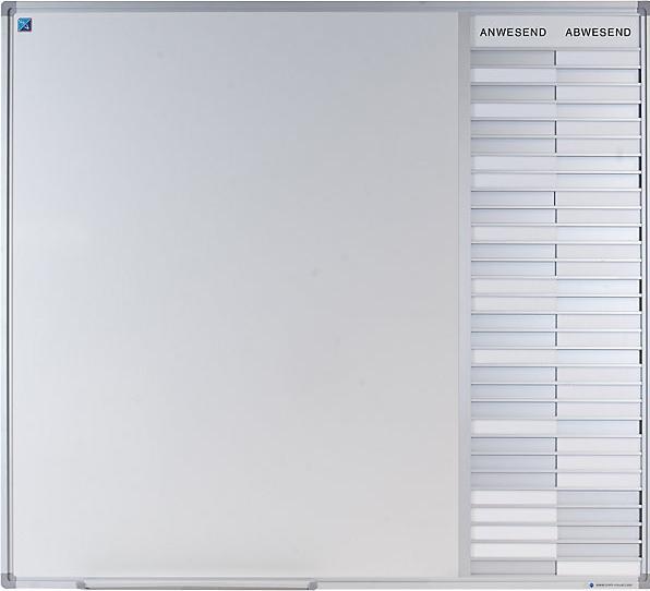 Actual product image smiT Attendance board with whiteboard, magnetic foils, marker, wiper, 769x854x15mm