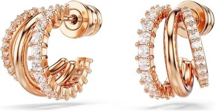 Swarovski Hyperbola Kreolen Verschiedene Schliffe Mini Weiss Roségold (Swarovski Metall)