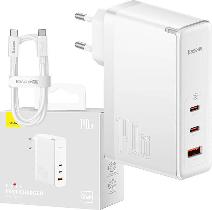 Immagine prodotto Baseus Caricabatterie rapido GaN5 Pro 2C+U 140W EU Bianco (140 W)