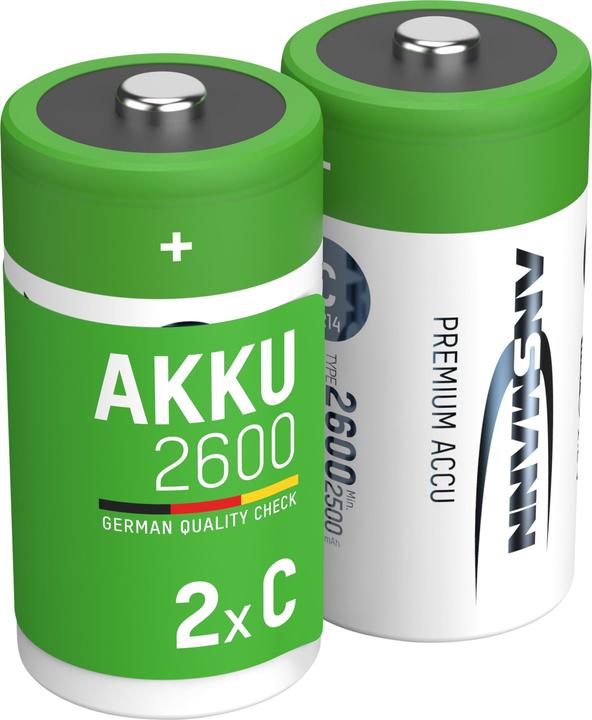 Ansmann NiMH Akku Baby C Typ 2600 (min. 2500 mAh) maxE (2 Stk., C, 2600 mAh)
