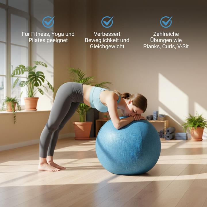 Produktbild Hermex Sitzball mit Schutzhülle Yoga-Ball Gymnastikball Fitnessball (65 cm)