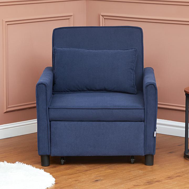 Actual product image Homcom Schlafsessel Polyester, Eukalyptusholz Blau