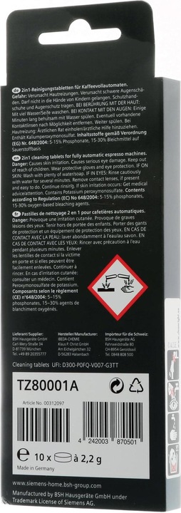 Produktbild Siemens Reinigungstabletten TZ80001A