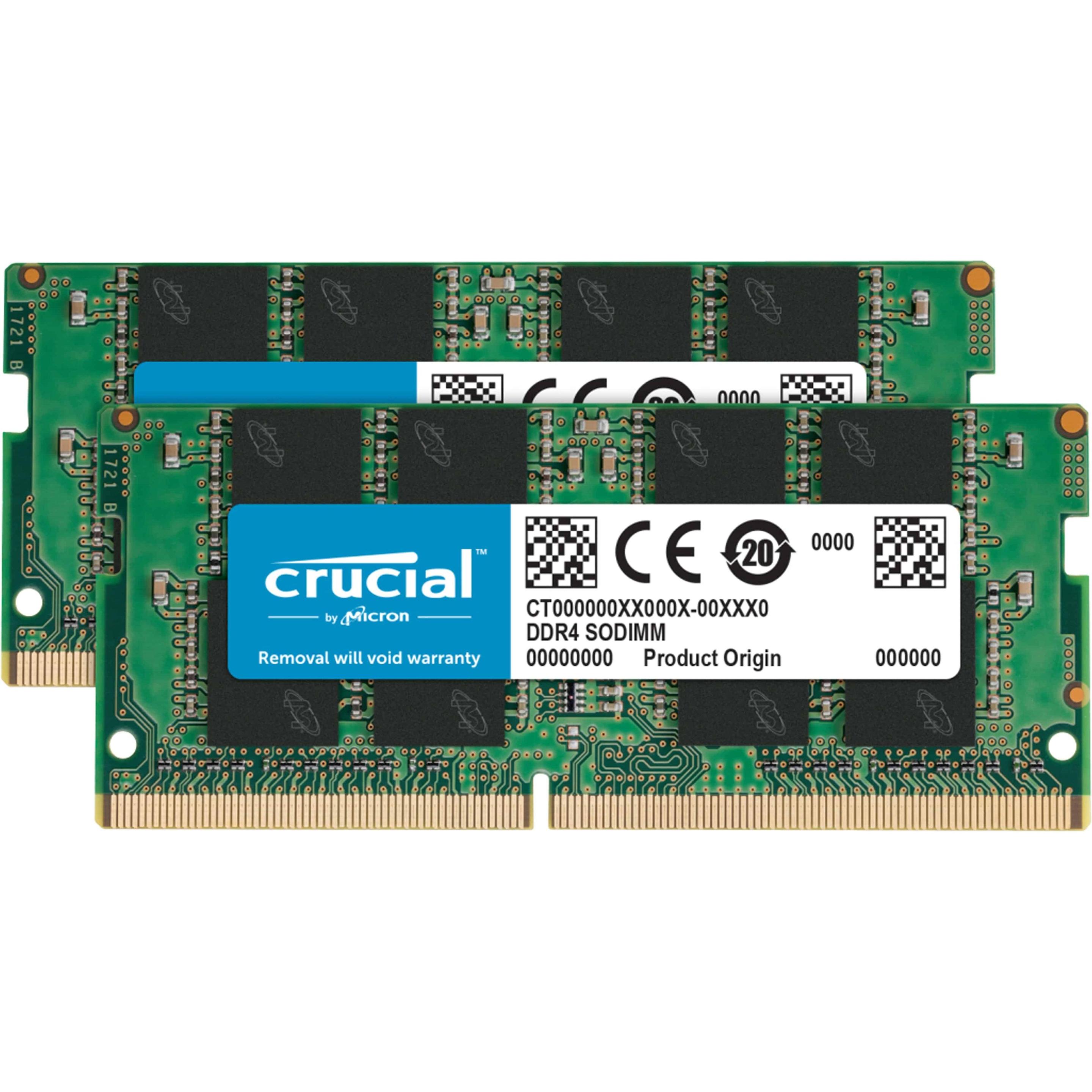 Crucial Laptop Memory (2 x 16GB, 3200 MHz, DDR4-RAM, SO-DIMM), RAM, Grün
