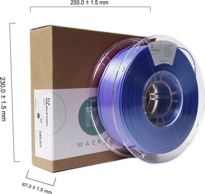 Produktbild Maertz PMMA-1021-004 PMMA-1021-004 Filament PLA-Seide Seidig glänzend 1.75 mm 10 (PLA, 1.75 mm, 1000 g, Violett, Blau)