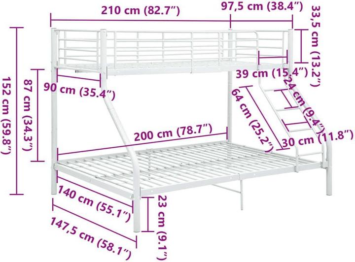 Produktbild vidaXL Etagenbett (140 x 200 cm)