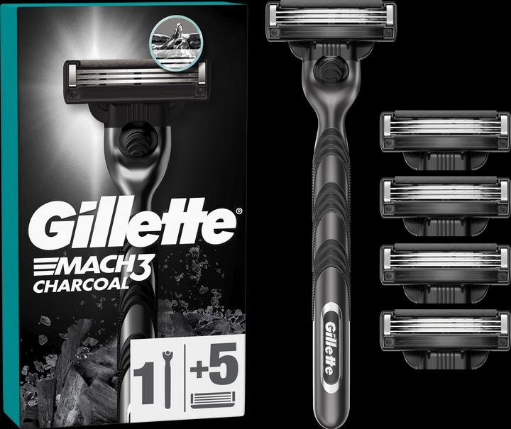 Produktbild Gillette Mach3 Charcoal Herrenrasierer mit 3 Klingen (5 x)