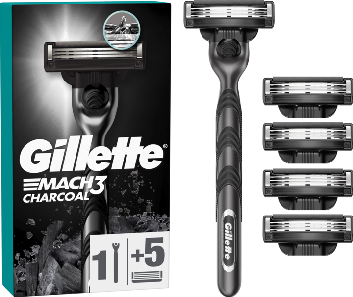 Gillette Mach3 Charcoal Men's Razor with 3 Blades (5 x)