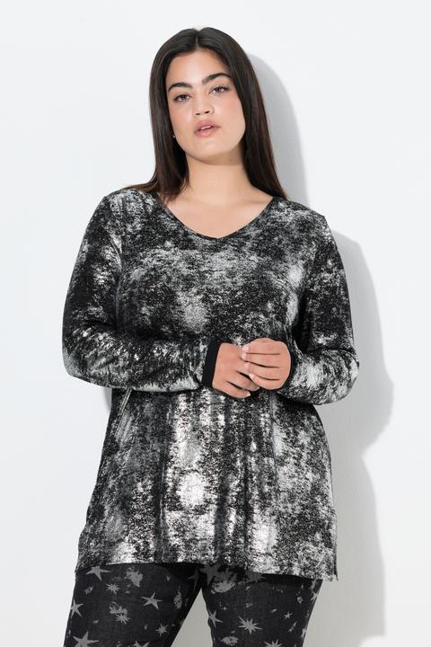 Actual product image Angel of Style T-Shirt, A-Linie, silberner Alloverdruck, Langarm (48)