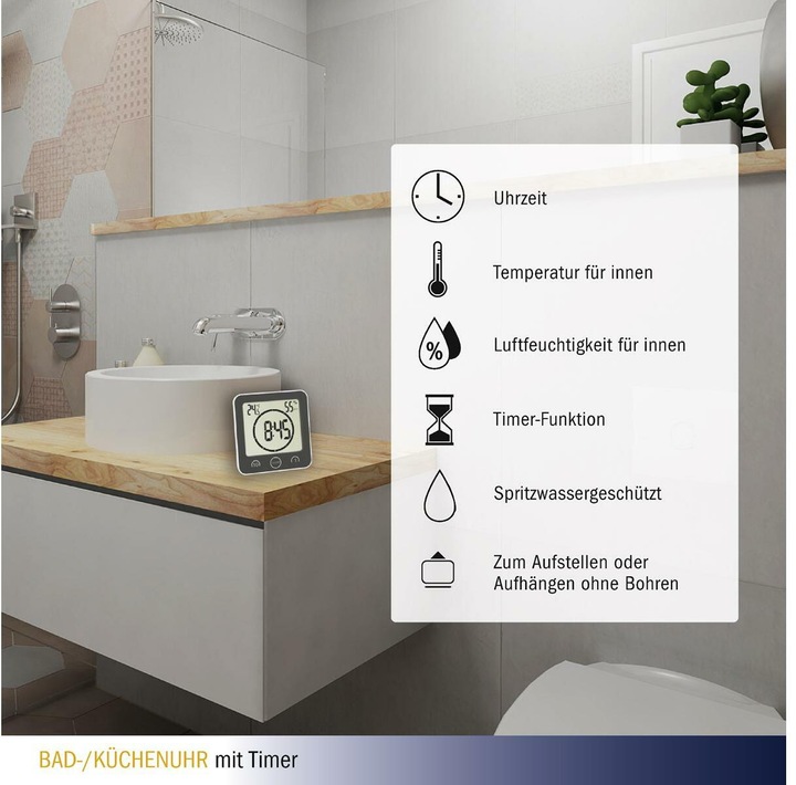Actual product image TFA Timer bathroom / kitchen clock with