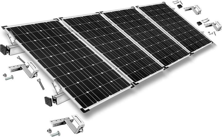 Produktbild Offgridtec Befestigungskit mit Dachhaken 3-fach verstellbar (für Dachziegel) für Schrägdachmontage 4 Solarp (Solaranlage Montagematerial)