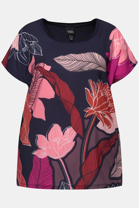 Immagine prodotto Ulla Popken Shirtbluse, Blüten, Oversized, Rundhals, Halbarm (60)