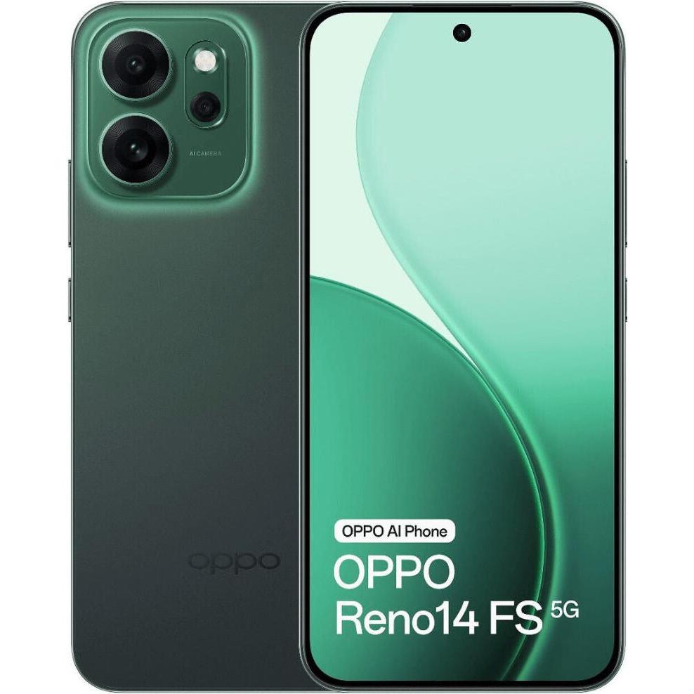 OPPO RENO 14 FS 5G DS 12+512 TIM GREEN (512 GB, Grün, 6.57", Dual SIM, 5G), Smartphone, Grün