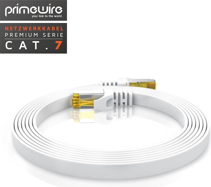 Produktbild Primewire CAT.7 Netzwerkkabel flach - Ethernet Gigabit Lan Kabel RJ45 - Patchkabel - komp. CAT.5 CAT.6 CAT.8 (U/FTP, CAT7, 0.25 m)