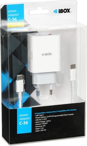 Actual product image iBox Travel charger I-BOX C-36 PD20W white (20 W)