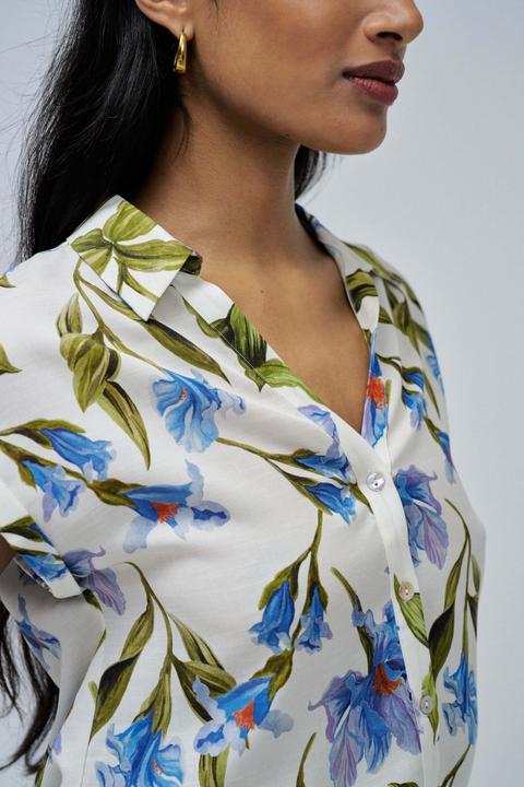 Produktbild Salsa Jeans Kurzarmbluse Basic Shirt With Shoulder Ruffles (S)