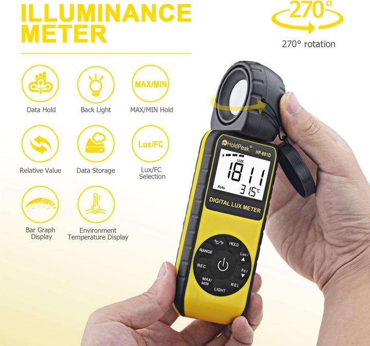Produktbild Holdpeak 881D Lichtmessgerät (Blitzgerät Ersatzteile)
