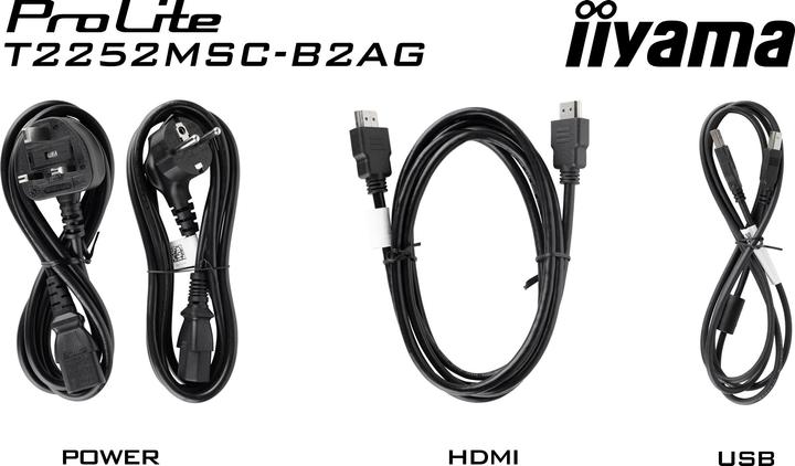 Productafbeelding iiyama 54.5cm (21,5") T2252MSC-B2AG 16:9 Touch HDMI+2USB+DP (1920 x 1080 Pixels, 21.50")