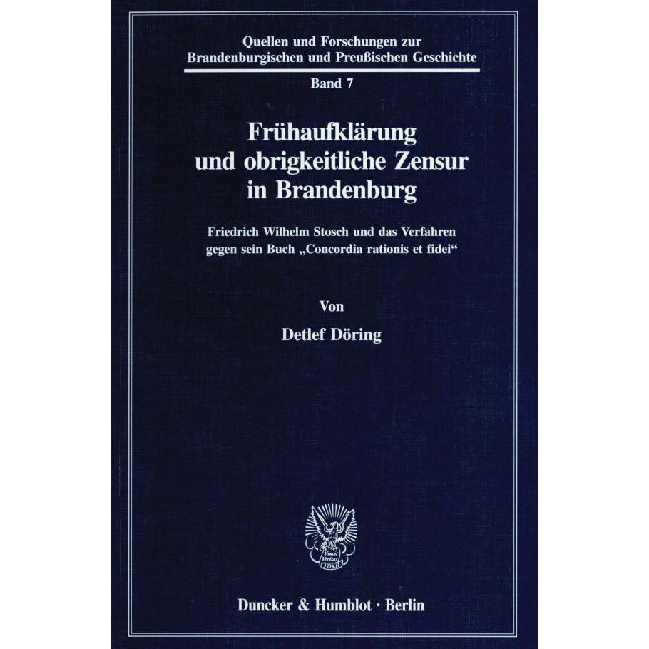 Frühaufklärung und obrigkeitliche Zensur in Brandenburg., Fachbücher