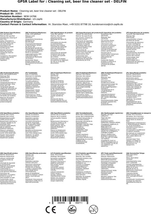 Produktbild Ich-zapfe Delfin Bierleitungsreiniger Set