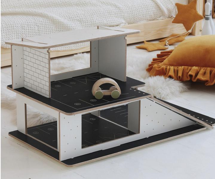 Actual product image Montessori Wooden garage, parking garage for cars, modular wooden construction ® Natural