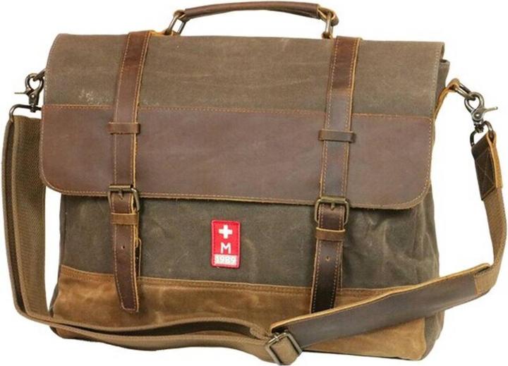 Actual product image Army Shop #4 Briefcase made from army tent fabric waxed