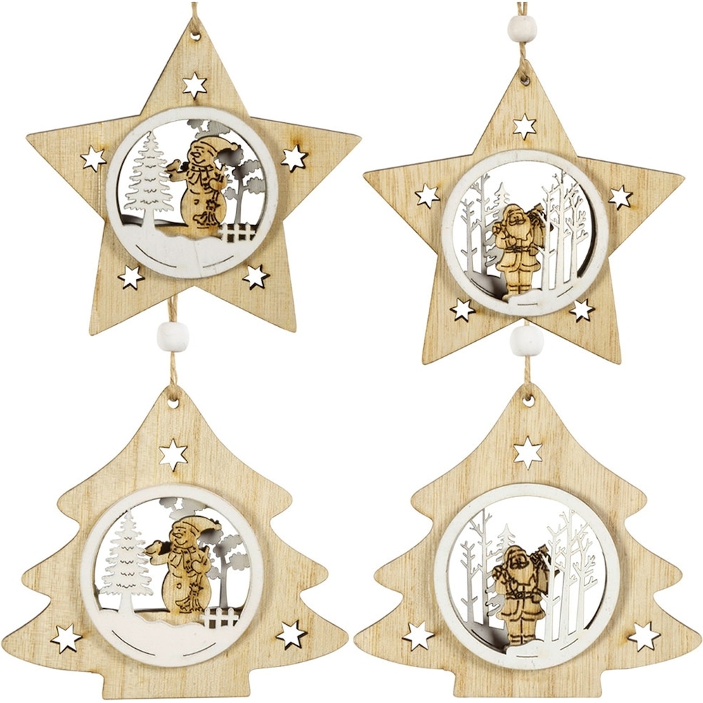 HTI-Living, Weihnachtsdeko, Baumschmuck Stern/Baum, 4er Set