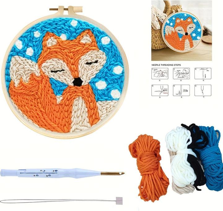 Actual product image Activity Board Punch Needle Embroidery Starter Kit with pattern and instructions, cross stitch kit