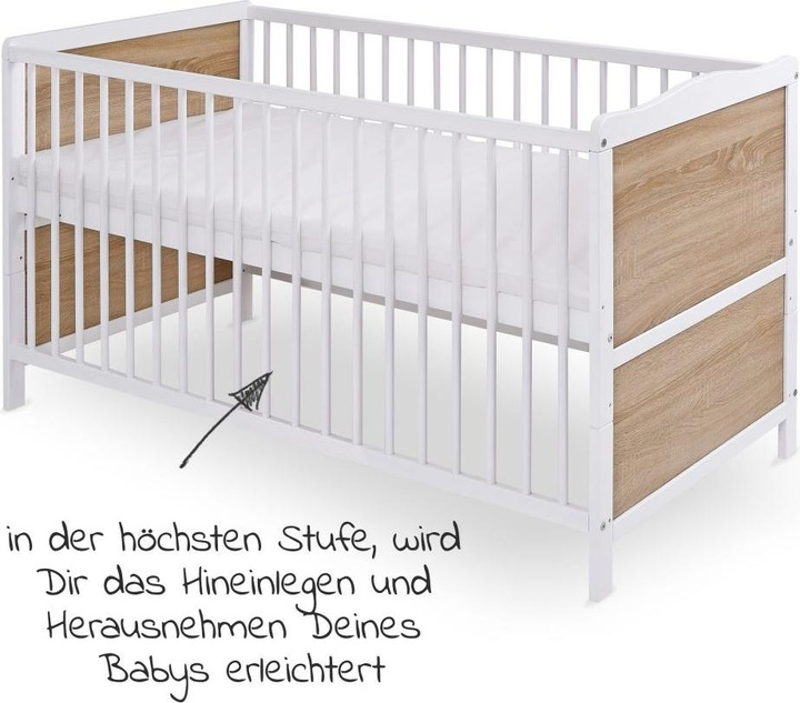 Produktbild jonka Gitterbetten Babybett-Komplett-Set Max inkl. Bettwäsche, Himmel (70 x 140 cm)