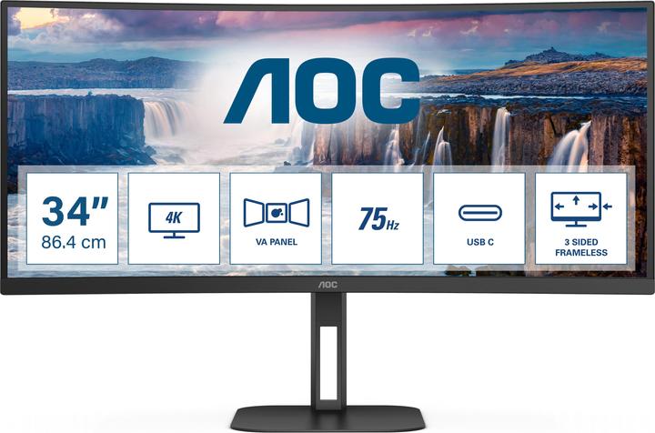Productafbeelding AOC CU34V5C (34", 3440x1440,UWQHD) (3440 x 1440 pixels, 34")