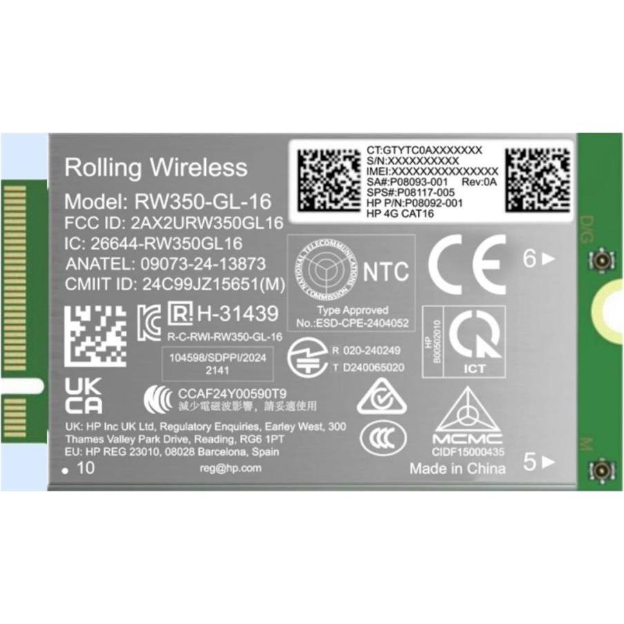 HP LTE-AP Cat 16 WWAN, Netzwerkkarte, Grau