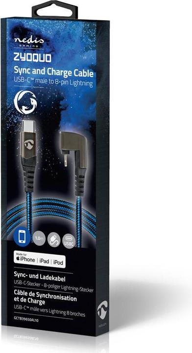Produktbild Nedis USB-Kabel - Apple Lightning 8-Pin - USB-Typ-C ™ Stecker - Vernickelt - 1.00 m - rund - Gefloch (1 m, USB 2.0, 60 W)