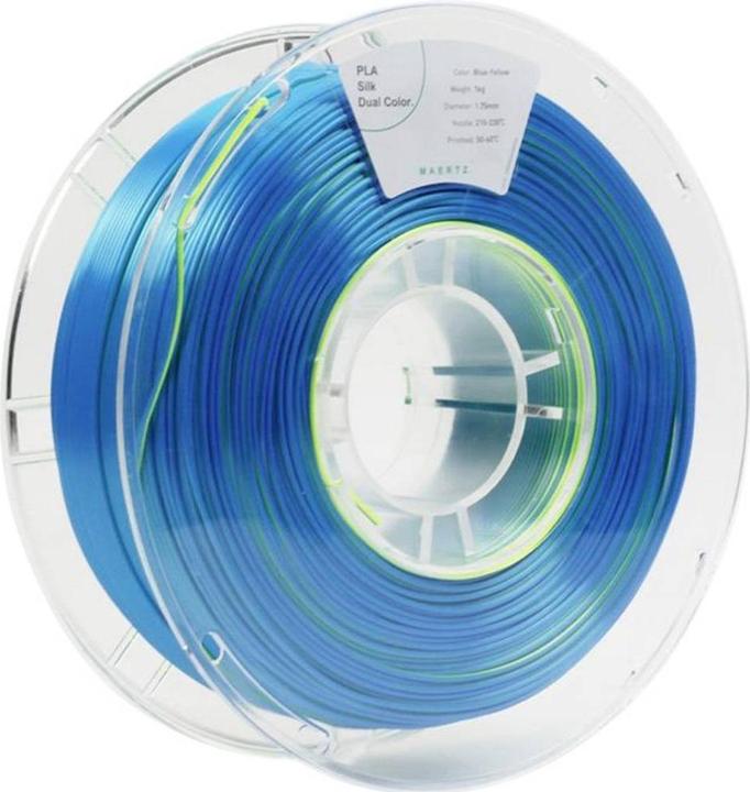 Produktbild Maertz PMMA-1021-002 PMMA-1021-002 Filament PLA-Seide Seidig glänzend 1.75 mm 10 (PLA, 1.75 mm, 1000 g, Gelb, Blau)