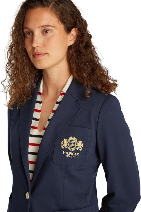 Actual product image Tommy Hilfiger Iconic Timeless Slim Knit Pique Blazer with Embroidered Monogram (40)