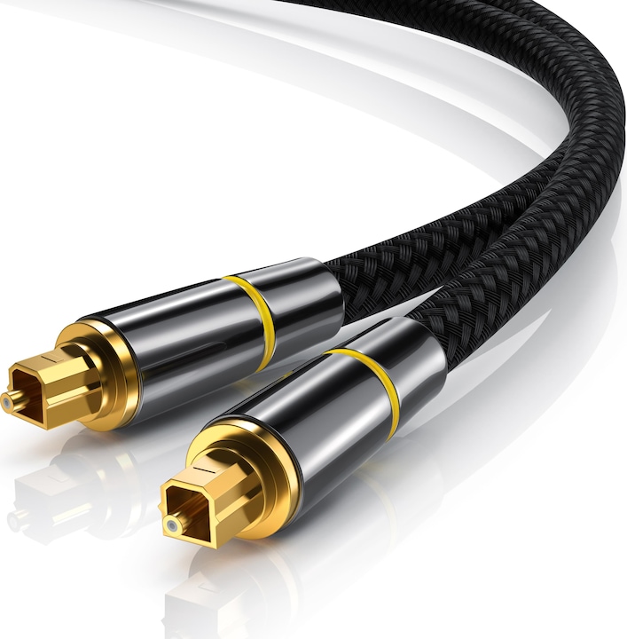 Actual product image CSL Optical cable, S/PDIF, Toslink, metal plug, nylon jacket, optical fibre, audio cable (5 m, Optical)