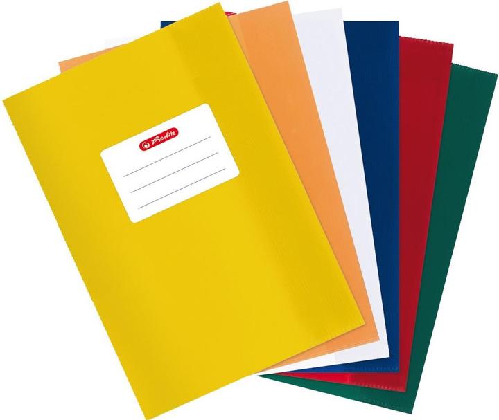 Actual product image Herlitz Exercise book cover DIN A5, embossed (raffia), PP, orange with glued-on inscription label (A5)