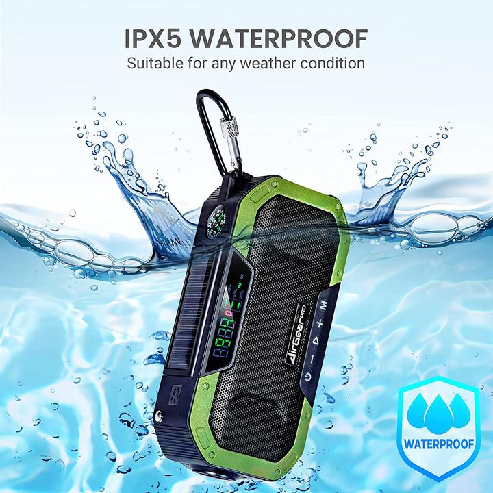Produktbild AirGearPro Solar Kurbelradio, 5000 mAh (FM, AM, Bluetooth, Radio Frequency (RF))