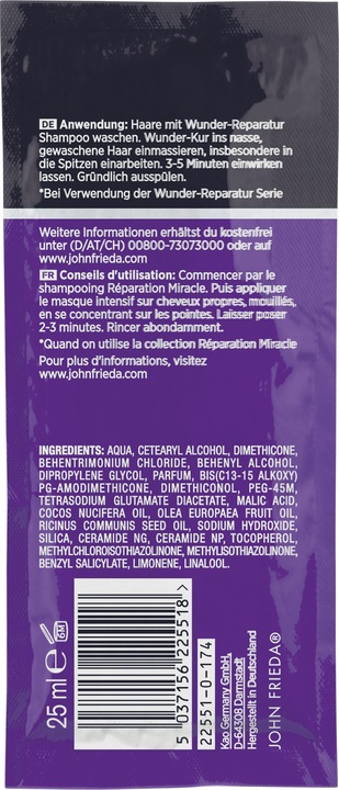 Produktbild John Frieda Frizz Ease Wunderkur Tiefenwirksame Haarkur (Sachet) 25 ml (25 ml)